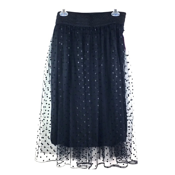 Metro Wear Dresses & Skirts - NEW Metro Wear Black Skirt Polka Dot Boho Large 4A